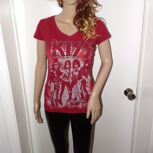 KISS Retro Concert Shirt in Wine/Burgundy Size S